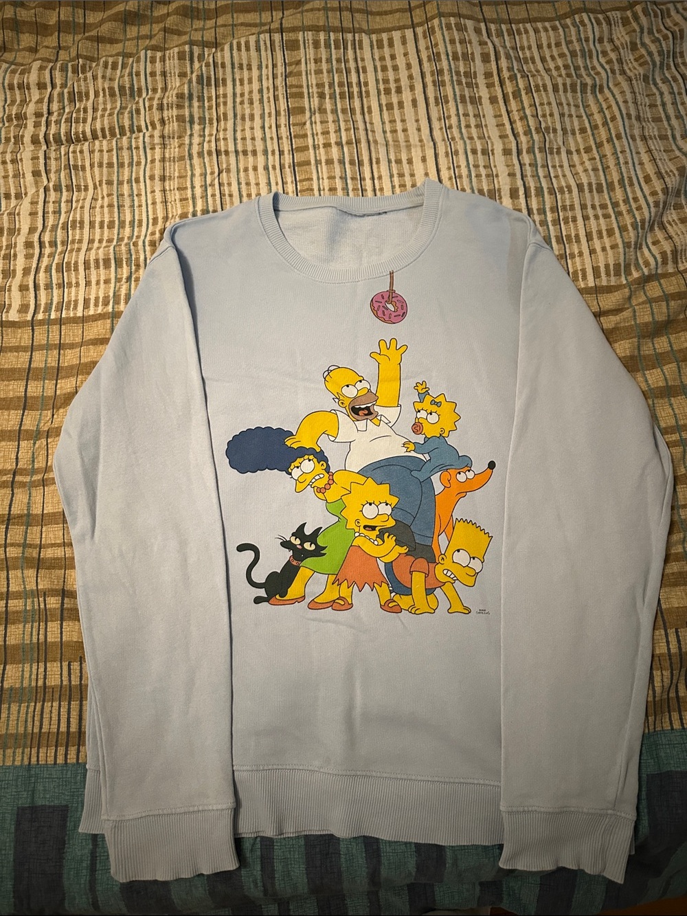 Zara Light Blue Simpsons Family Graphic Crewneck Sweatshirt